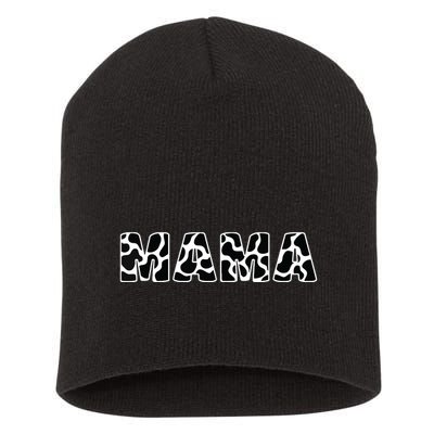 Cute Mama Cow Print Black White Mother Animal Pattern Short Acrylic Beanie