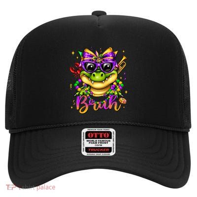 Cute Mardigator Costume Alligator Mardi Gras Bows Gift High Crown Mesh Back Trucker Hat