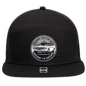 Cruisin Motor City Detroit To Pontiac Classic Muscle Car 7 Panel Mesh Trucker Snapback Hat