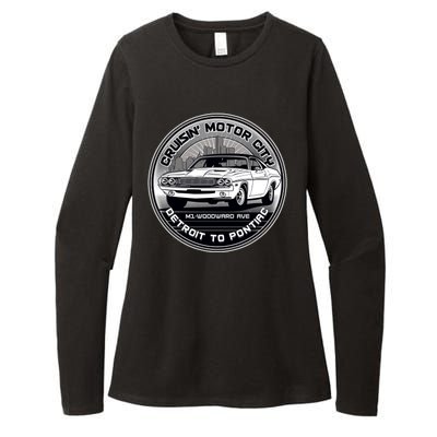 Cruisin Motor City Detroit To Pontiac Classic Muscle Car Womens CVC Long Sleeve Shirt