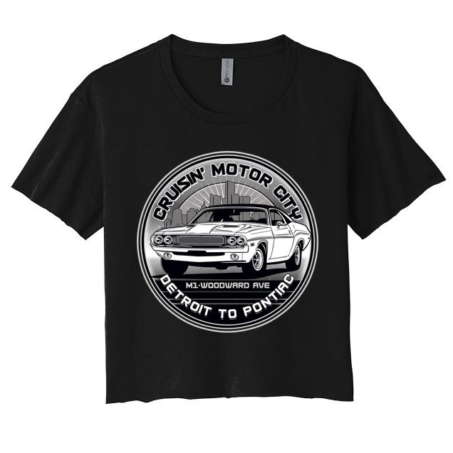 Cruisin Motor City Detroit To Pontiac Classic Muscle Car Crop Top