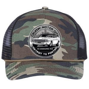 Cruisin Motor City Detroit To Pontiac Classic Muscle Car Retro Rope Trucker Hat Cap