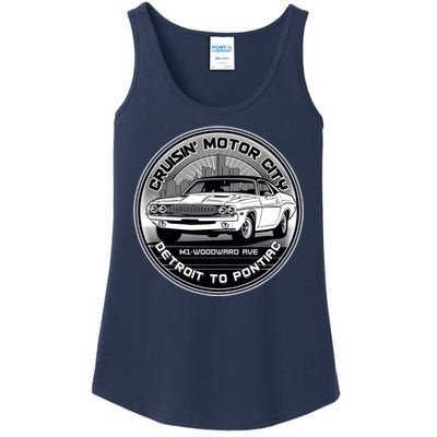 Cruisin Motor City Detroit To Pontiac Classic Muscle Car Ladies Essential Tank