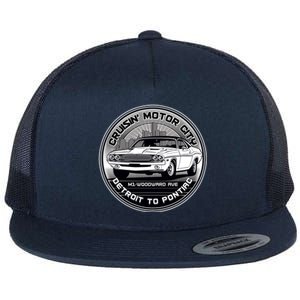 Cruisin Motor City Detroit To Pontiac Classic Muscle Car Flat Bill Trucker Hat