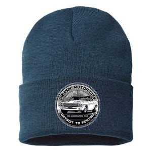 Cruisin Motor City Detroit To Pontiac Classic Muscle Car Sustainable Knit Beanie