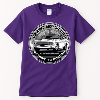 Cruisin Motor City Detroit To Pontiac Classic Muscle Car Tall T-Shirt