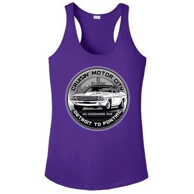 Cruisin Motor City Detroit To Pontiac Classic Muscle Car Ladies PosiCharge Competitor Racerback Tank