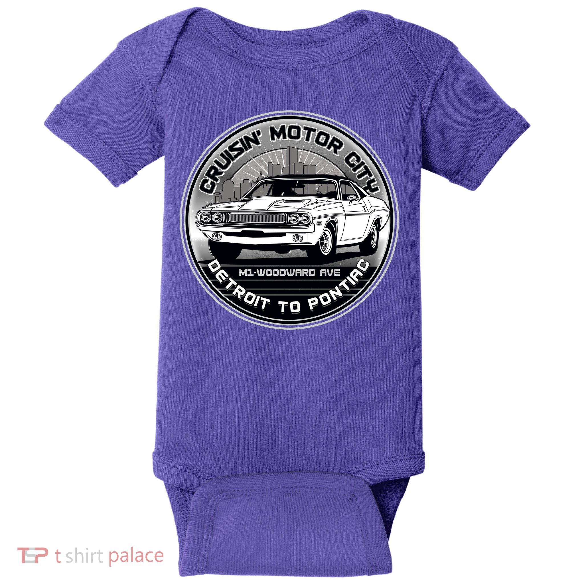 Cruisin Motor City Detroit To Pontiac Classic Muscle Car Baby Bodysuit