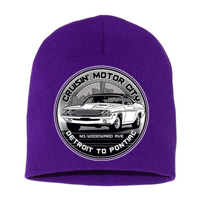 Cruisin Motor City Detroit To Pontiac Classic Muscle Car Short Acrylic Beanie