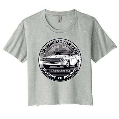 Cruisin Motor City Detroit To Pontiac Classic Muscle Car Women's Crop Top Tee