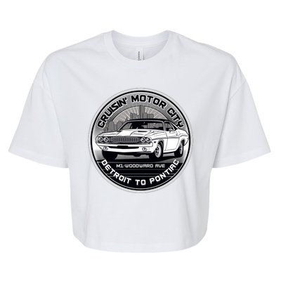 Cruisin Motor City Detroit To Pontiac Classic Muscle Car Bella+Canvas Jersey Crop Tee