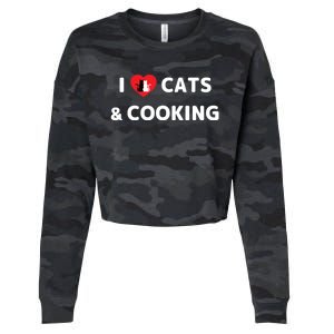 Cat Mom Cooking Accessories I Love Cats And Cooking Gift Cropped Pullover Crew