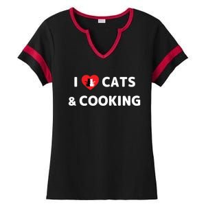 Cat Mom Cooking Accessories I Love Cats And Cooking Gift Ladies Halftime Notch Neck Tee