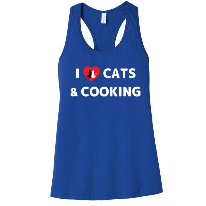 Cat Mom Cooking Accessories I Love Cats And Cooking Gift Women's Racerback Tank