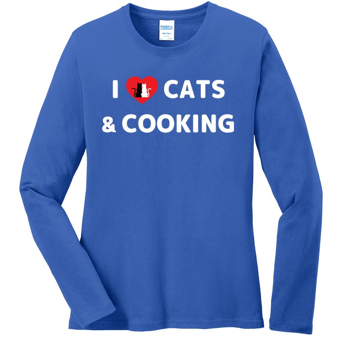 Cat Mom Cooking Accessories I Love Cats And Cooking Gift Ladies Long Sleeve Shirt