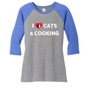 Cat Mom Cooking Accessories I Love Cats And Cooking Gift Women's Tri-Blend 3/4-Sleeve Raglan Shirt