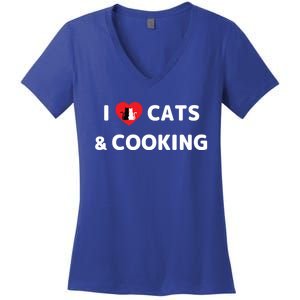 Cat Mom Cooking Accessories I Love Cats And Cooking Gift Women's V-Neck T-Shirt