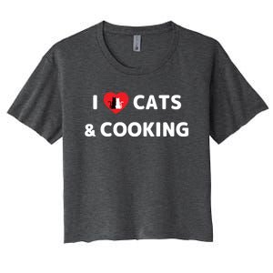 Cat Mom Cooking Accessories I Love Cats And Cooking Gift Women's Crop Top Tee