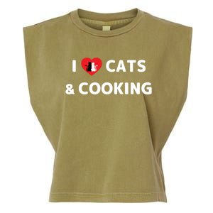 Cat Mom Cooking Accessories I Love Cats And Cooking Gift Garment-Dyed Women's Muscle Tee