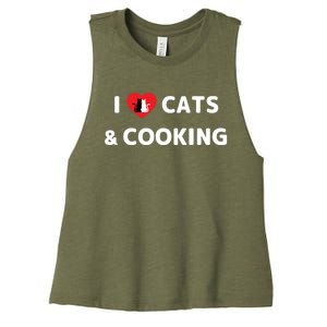 Cat Mom Cooking Accessories I Love Cats And Cooking Gift Women's Racerback Cropped Tank