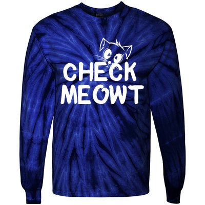 Check Meowt Cat Tie-Dye Long Sleeve Shirt