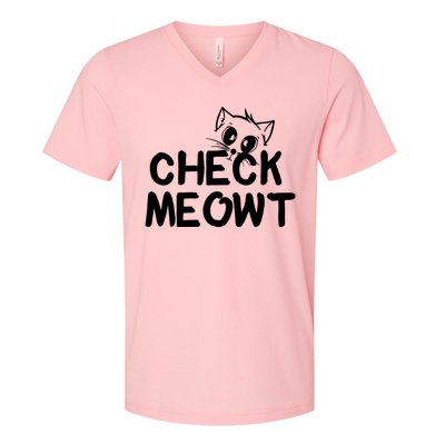 Check Meowt Cat V-Neck T-Shirt