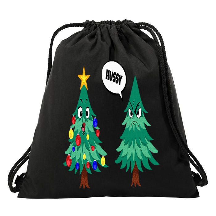 Christmas motifs Christmas tree funny saying Drawstring Bag