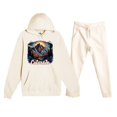 Colorado Mountains Classic Graphic Design Colorado Premium Hooded Sweatsuit Set