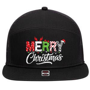 Cute Merry Christmas Matching Family Christmas 7 Panel Mesh Trucker Snapback Hat