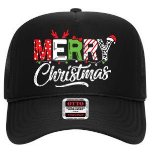 Cute Merry Christmas Matching Family Christmas High Crown Mesh Back Trucker Hat