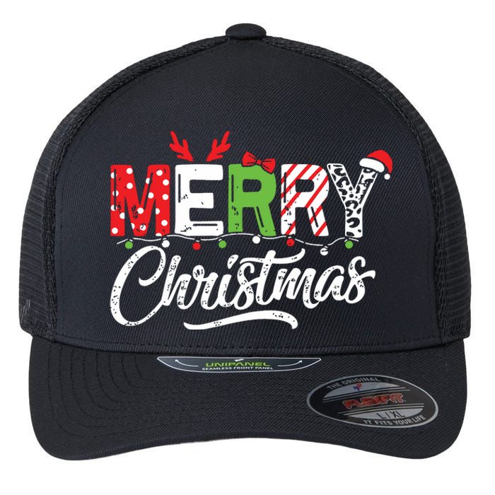 Cute Merry Christmas Matching Family Christmas Flexfit Unipanel Trucker Cap