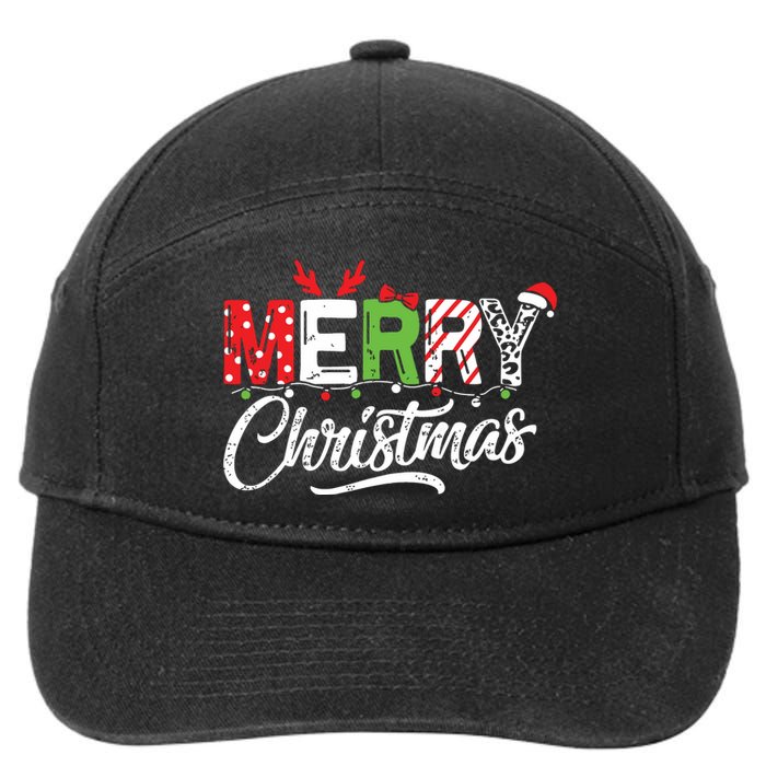 Cute Merry Christmas Matching Family Christmas 7-Panel Snapback Hat