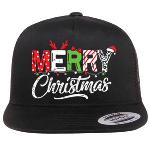 Cute Merry Christmas Matching Family Christmas Flat Bill Trucker Hat