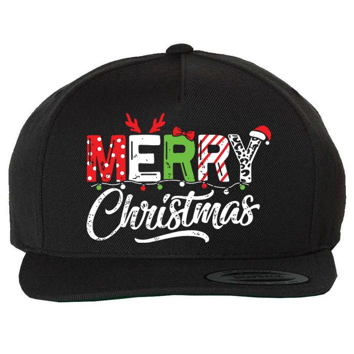 Cute Merry Christmas Matching Family Christmas Wool Snapback Cap