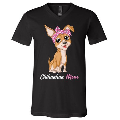 Chihuahua Mom V-Neck T-Shirt