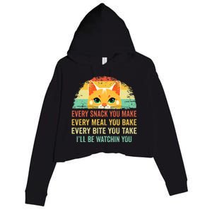 Cat Mom Dad Owner Funny Every Snack You Make Crop Fleece Hoodie