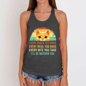 Cat Mom Dad Owner Funny Every Snack You Make Women's Knotted Racerback Tank