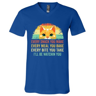 Cat Mom Dad Owner Funny Every Snack You Make V-Neck T-Shirt