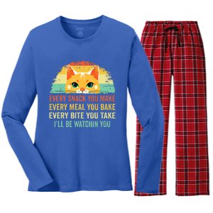 Cat Mom Dad Owner Funny Every Snack You Make Women's Long Sleeve Flannel Pajama Set 