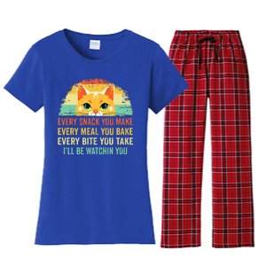 Cat Mom Dad Owner Funny Every Snack You Make Women's Flannel Pajama Set