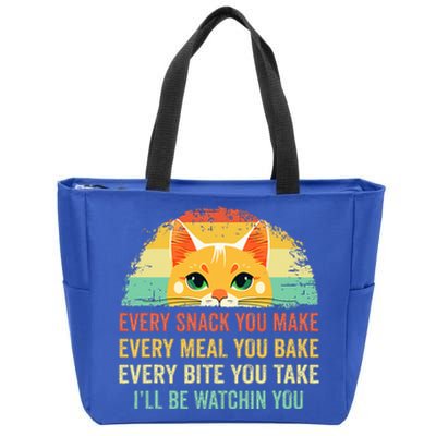 Cat Mom Dad Owner Funny Every Snack You Make Zip Tote Bag