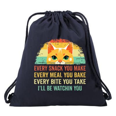 Cat Mom Dad Owner Funny Every Snack You Make Drawstring Bag