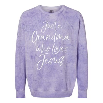 Christian Mother's Day Gift Just A Grandma Who Loves Jesus Colorblast Crewneck Sweatshirt