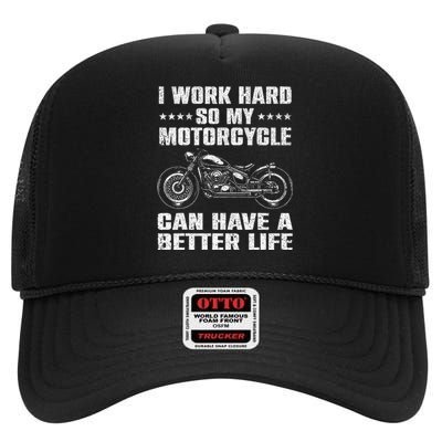 Cool Motorcycle Design For Men Women Motorcycle Lover Rider High Crown Mesh Back Trucker Hat