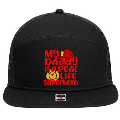 Cute My Daddy Is A Real Life Superhero Gift 7 Panel Mesh Trucker Snapback Hat