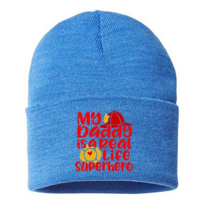 Cute My Daddy Is A Real Life Superhero Gift Sustainable Knit Beanie