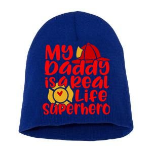 Cute My Daddy Is A Real Life Superhero Gift Short Acrylic Beanie