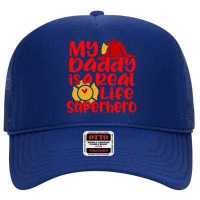 Cute My Daddy Is A Real Life Superhero Gift High Crown Mesh Back Trucker Hat