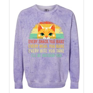 Cat Mom Dad Owner Funny Every Snack You Make For Cats Lover Colorblast Crewneck Sweatshirt