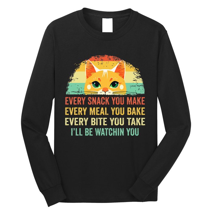 Cat Mom Dad Owner Funny Every Snack You Make For Cats Lover Long Sleeve Shirt